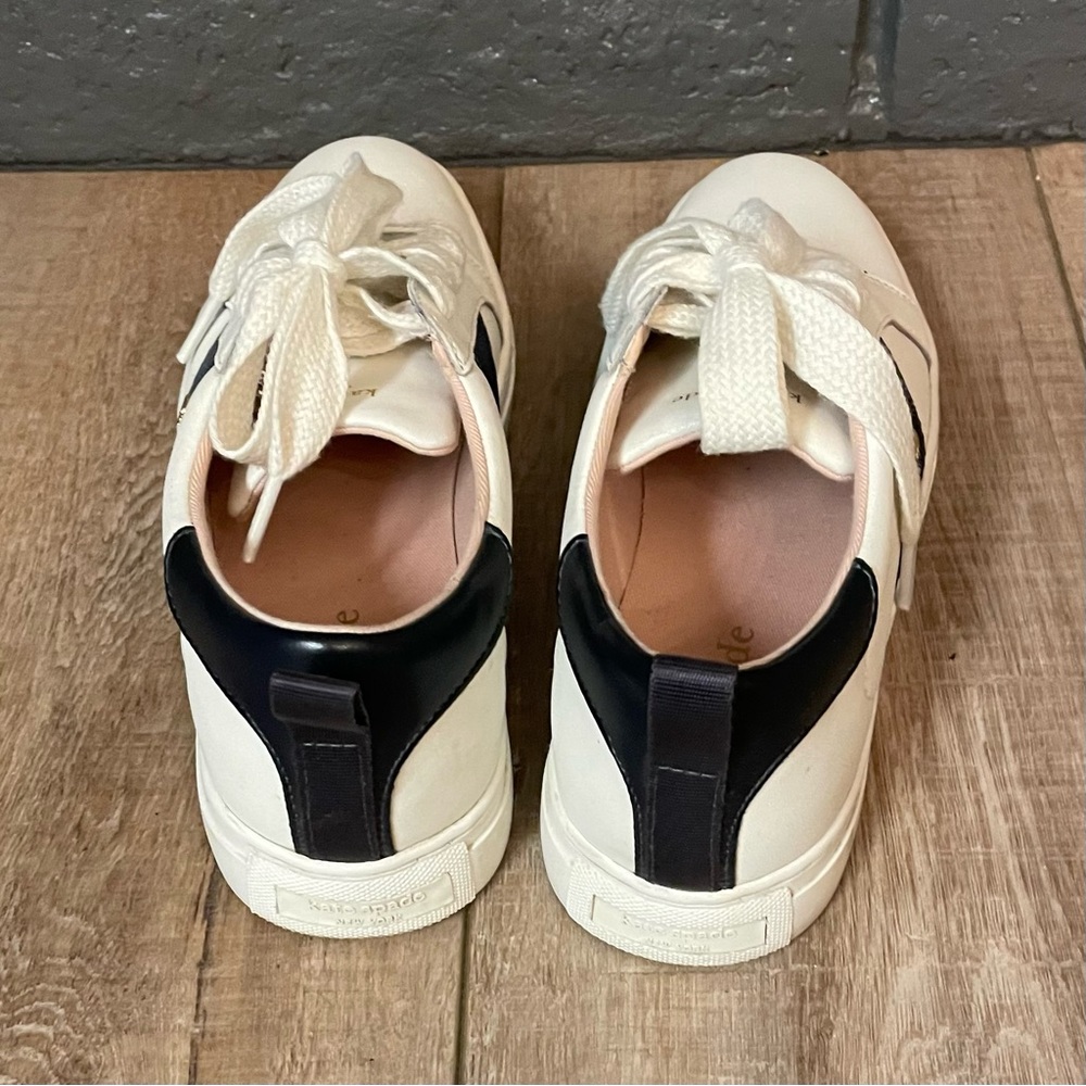 Kate Spade Adorn White and Black Leather Sneakers - Size 8 - Picture 7 of 13